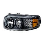 Blackout LED Headlight With LED Turn & Position Light Bar For 2008-2023 Peterbilt 389- Driver - Image 2