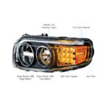 Blackout LED Headlight With LED Turn & Position Light Bar For 2008-2023 Peterbilt 389- Driver - Image 7