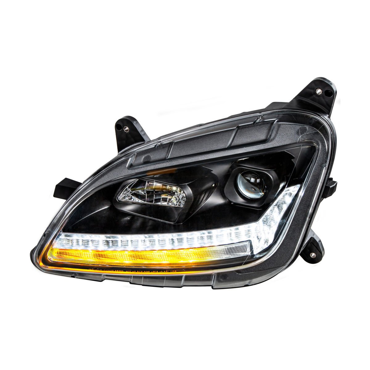 "Blackout" Projection Headlight With LED Sequential Turn & DRL For 2012-2021 Peterbilt 579- Driver - Image 3