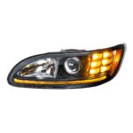 "Blackout" Projection Headlight With LED Turn & Position Light for 2005-2015 Peterbilt 386- Driver - Image 2