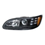 "Blackout" Projection Headlight With LED Turn & Position Light for 2005-2015 Peterbilt 386- Driver - Image 3