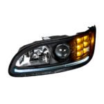 "Blackout" Projection Headlight With LED Turn & Position Light for 2005-2015 Peterbilt 386- Driver - Image 4