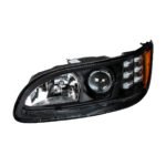 "Blackout" Projection Headlight With LED Turn & Position Light for 2005-2015 Peterbilt 386- Driver - Image 6