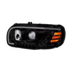 Blackout Projection Headlight With LED Turn Signal & Light Bar For 2008-2024 Peterbilt 389-Driver - Image 3