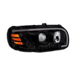 Blackout Projection Headlight With LED Turn Signal & Light Bar For 2008-2024 Peterbilt 389-Passenger - Image 3