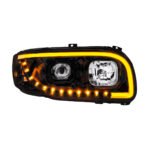 Blackout Projection Headlight With LED Turn Signal & Light Bar For 2008-2024 Peterbilt 389-Passenger - Image 4