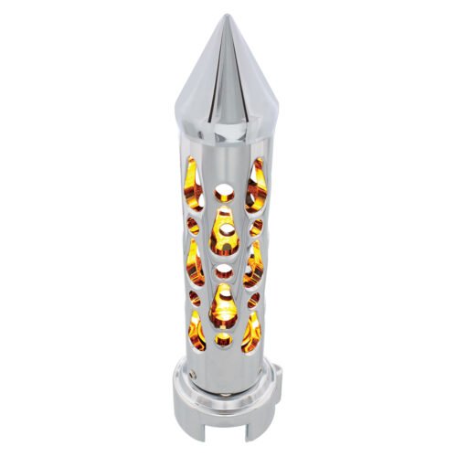 Brooklyn Style Spike Gearshift Knob With LED 13/15/18 Speed Adapter - Chrome/Amber LED