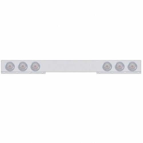 Chrome 1 Piece Rear Light Bar With Six 10 LED 4" Lights & Bezels - Red LED/Clear Lens