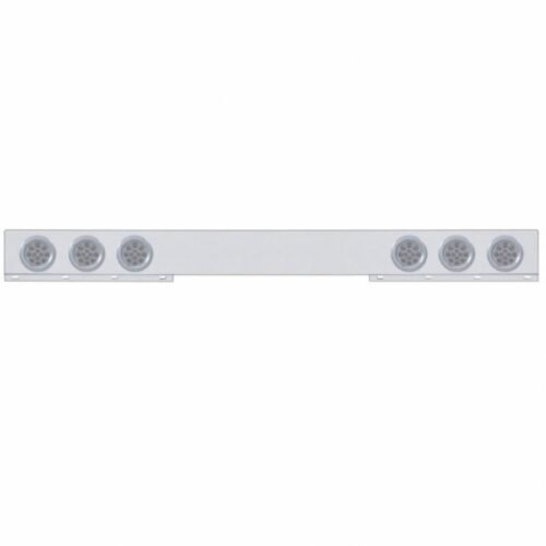Chrome 1 Piece Rear Light Bar With Six 12 LED 4" Reflector Lights & Bezels - Red LED/Clear Lens