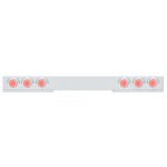 Chrome 1 Piece Rear Light Bar With Six 36 LED 4" Lights & Visors - Red LED/Clear Lens