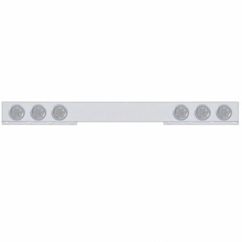 Chrome 1 Piece Rear Light Bar With Six 7 LED 4" Reflector Lights & Bezels - Red LED/Clear Lens