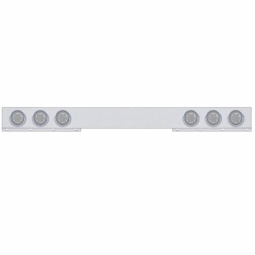 Chrome 1 Piece Rear Light Bar With Six 7 LED 4" Reflector Lights & Visors - Red LED/Clear Lens