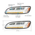Chrome 6 LED Headlight For Peterbilt 386 (2006-2016) & 387 (2000-2011)- Driver - Image 6