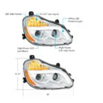 Chrome 8 LED Projection Headlight For 2013-2021 Kenworth T680-Passenger - Image 8
