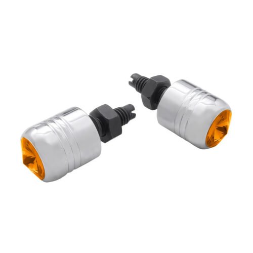 Chrome Aluminum License Plate Fastener With Amber Crystal (2-Pack)