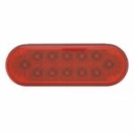 Chrome Flange Mount Rear Light Bar With Six 12 LED Oval Lights & Bezels - Red LED/Red Lens (Pair) - Image 2