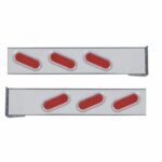 Chrome Flange Mount Rear Light Bar With Six 12 LED Oval Lights & Bezels - Red LED/Red Lens (Pair)
