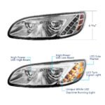 Chrome LED Headlight For Peterbilt 386 (2005-2015) & 387 (1999-2010) - Driver - Image 6
