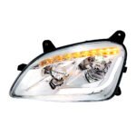 Chrome LED Headlight W/Sequential LED Turn Signal For Peterbilt 579 (2012-21) & 587 (2010-16) - Driver