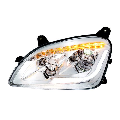 Chrome LED Headlight W/Sequential LED Turn Signal For Peterbilt 579 (2012-21) & 587 (2010-16) - Driver