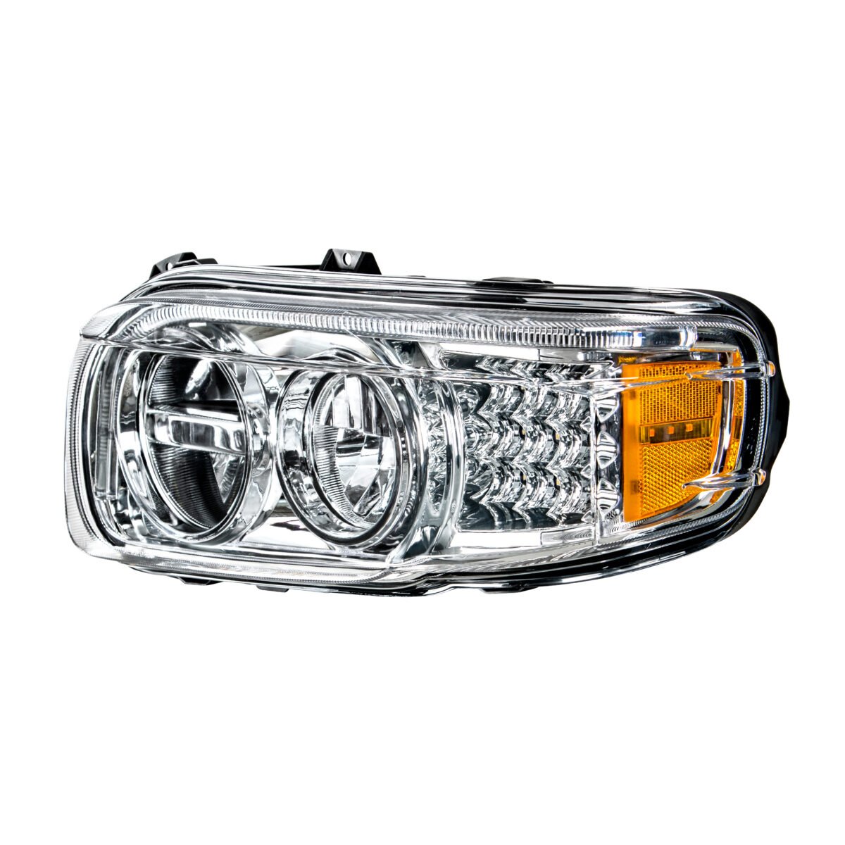 Chrome LED Headlight With LED Turn & Position Light Bar For Peterbilt 388 (2008-2015) & 389 (2008-2023)- Driver - Image 2