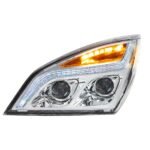 Chrome LED Projection Headlight With LED Position Light For 2018-2024 Freightliner Cascadia - Driver - Image 4