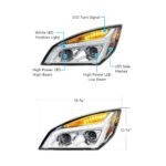 Chrome LED Projection Headlight With LED Position Light For 2018-2024 Freightliner Cascadia - Driver - Image 8