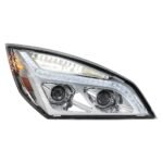 Chrome LED Projection Headlight With LED Position Light For 2018-2024 Freightliner Cascadia - Passenger - Image 2