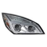 Chrome LED Projection Headlight With LED Position Light For 2018-2024 Freightliner Cascadia - Passenger - Image 3
