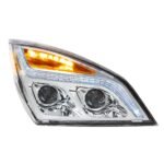 Chrome LED Projection Headlight With LED Position Light For 2018-2024 Freightliner Cascadia - Passenger - Image 4