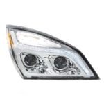 Chrome LED Projection Headlight With LED Position Light For 2018-2024 Freightliner Cascadia - Passenger - Image 5
