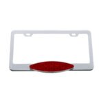 Chrome License Plate Frame With 10 LED Cats Eye Light - Red LED/Red Lens - Image 2