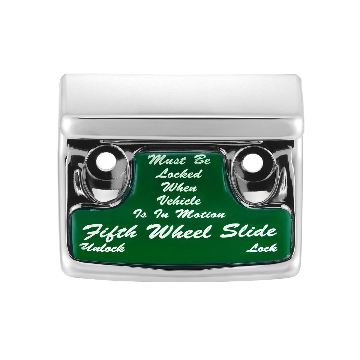 Chrome-Plastic-Fifth-Wheel-Switch-Guard-With-Glossy-Sticker-For-1990-2010-Freightliner-Classic-Green-Sticker-1 Chrome Plastic Fifth Wheel Switch Guard With Glossy Sticker For 1990-2010 Freightliner Classic- Green Sticker - Image 2