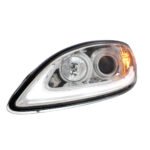 Chrome Projection Headlight With LED Light Bar For 2006-2017 International Prostar - Driver - Image 3