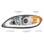 Chrome Projection Headlight With LED Light Bar For 2006-2017 International Prostar - Driver - Image 8
