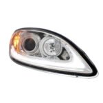 Chrome Projection Headlight With LED Light Bar For 2006-2017 International Prostar - Passenger - Image 3