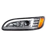 Chrome Projection Headlight With LED Sequential Turn & DRL For 2005-2015 Peterbilt 386- Driver - Image 4