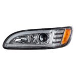 Chrome Projection Headlight With LED Sequential Turn & DRL For 2005-2015 Peterbilt 386- Driver - Image 5