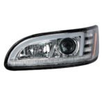 Chrome Projection Headlight With LED Sequential Turn & DRL For 2005-2015 Peterbilt 386- Driver - Image 7