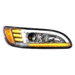 Chrome Projection Headlight With LED Sequential Turn & DRL For 2005-2015 Peterbilt 386- Passenger - Image 2