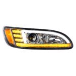 Chrome Projection Headlight With LED Sequential Turn & DRL For 2005-2015 Peterbilt 386- Passenger - Image 3