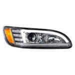Chrome Projection Headlight With LED Sequential Turn & DRL For 2005-2015 Peterbilt 386- Passenger - Image 4
