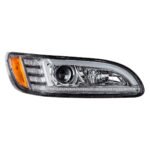Chrome Projection Headlight With LED Sequential Turn & DRL For 2005-2015 Peterbilt 386- Passenger - Image 5
