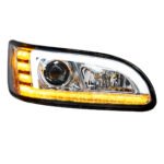 Chrome Projection Headlight With LED Sequential Turn & DRL For 2005-2015 Peterbilt 386- Passenger - Image 6