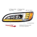 Chrome Projection Headlight With LED Sequential Turn & DRL For 2005-2015 Peterbilt 386- Passenger - Image 10