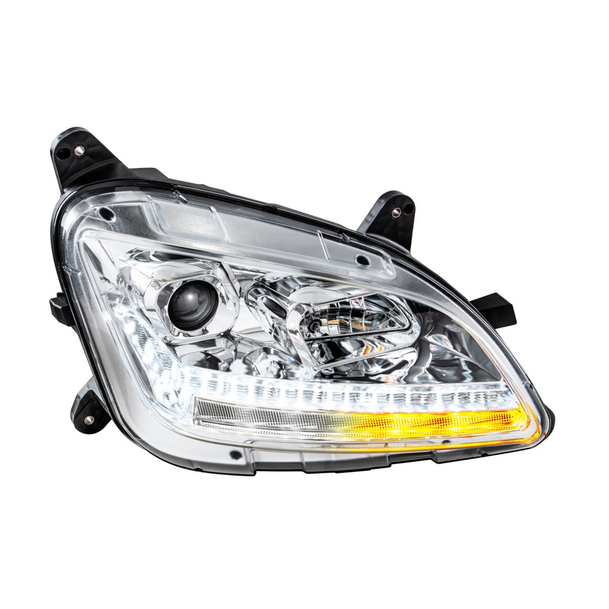 Chrome Projection Headlight With LED Sequential Turn and DRL For 2012-2021 Peterbilt 579- Passenger - Image 2