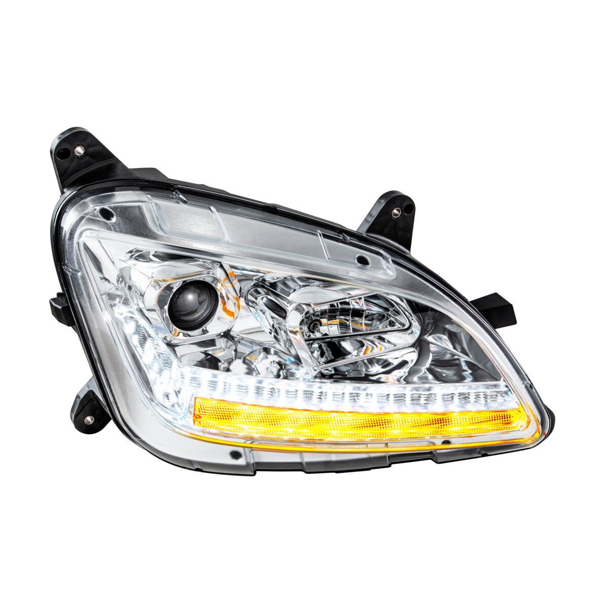 Chrome Projection Headlight With LED Sequential Turn and DRL For 2012-2021 Peterbilt 579- Passenger - Image 4