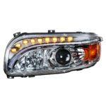 Chrome Projection Headlight With LED Turn & DRL For Peterbilt 389 (2008-2023) & 388 (2008-2015)- Driver - Image 3