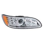 Chrome Projection Headlight With LED Turn & Position Light for 2005-2015 Peterbilt 386- Passenger - Image 3