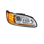 Chrome Projection Headlight With LED Turn & Position Light for 2005-2015 Peterbilt 386- Passenger - Image 5
